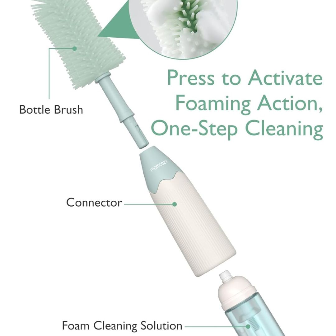Momcozy® Push-Press Bottle Cleaning Brush Set Green – slika 3