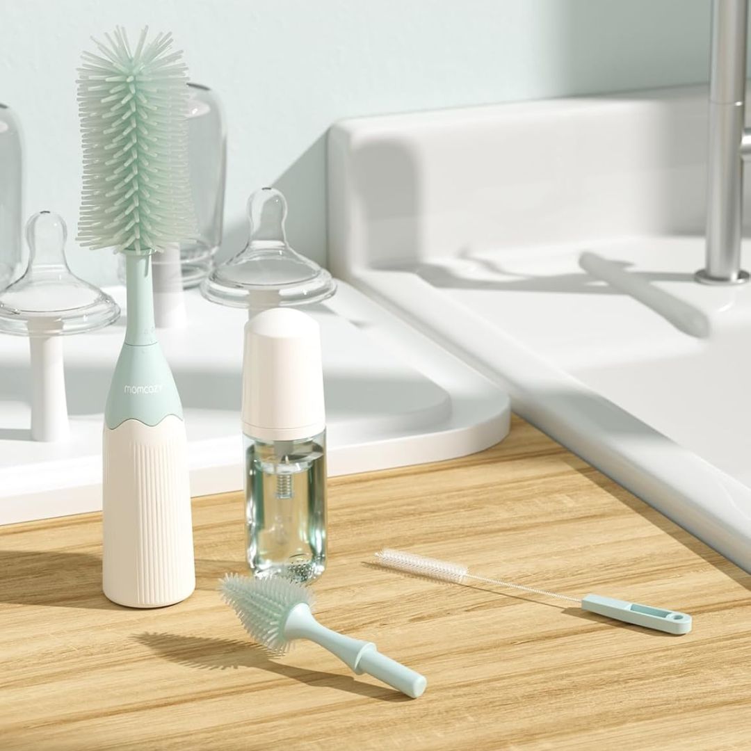 Momcozy® Push-Press Bottle Cleaning Brush Set Green – slika 5