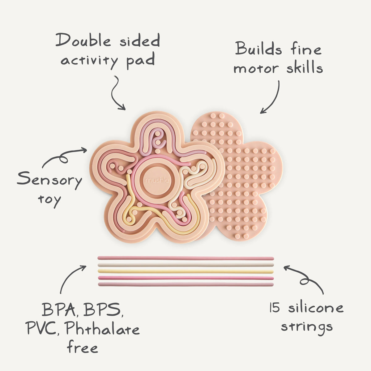 Mushie® Silicone Sensory Toy Petal Blush – slika 2