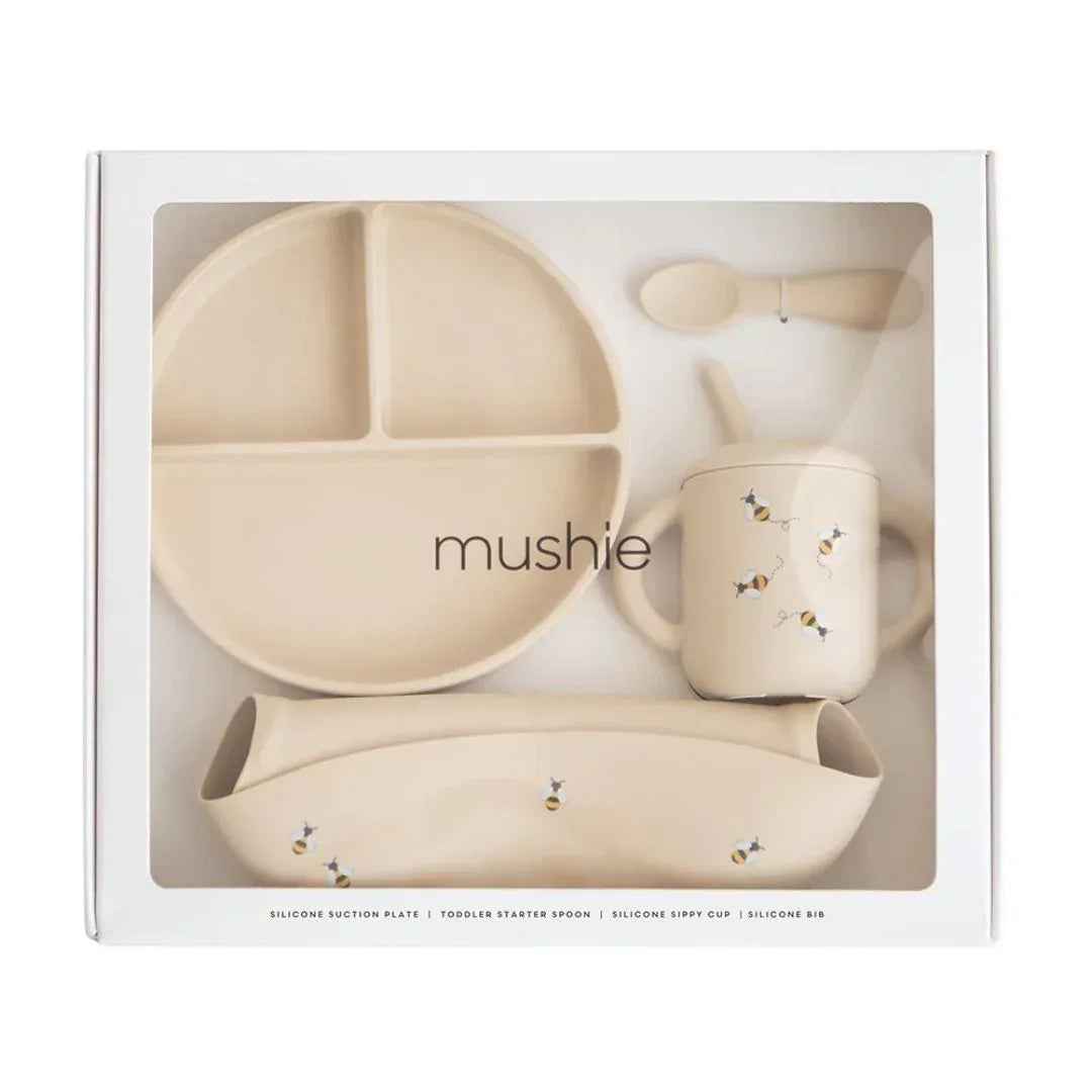Mushie® Silikonski set za hranjenje Bees Mushie