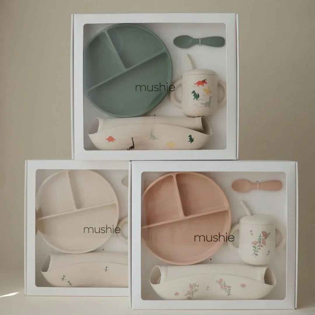 Mushie® Silikonski set za hranjenje Bees Mushie