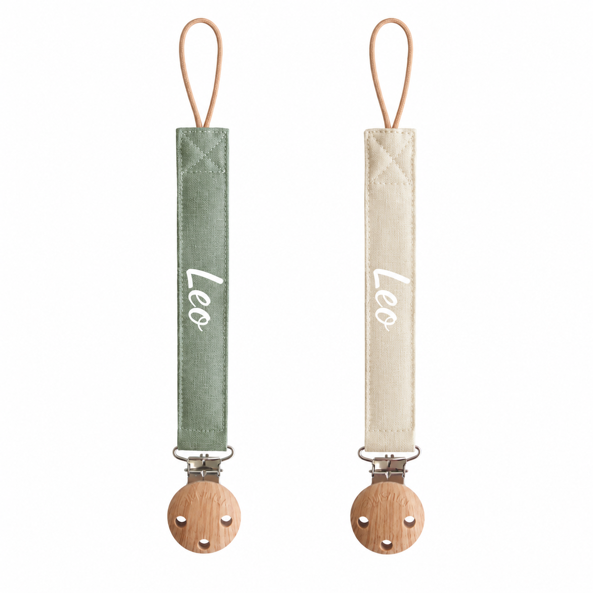 Mushie® Držák na dudlík 2 ks Olive/Shifting Sand – slika 2