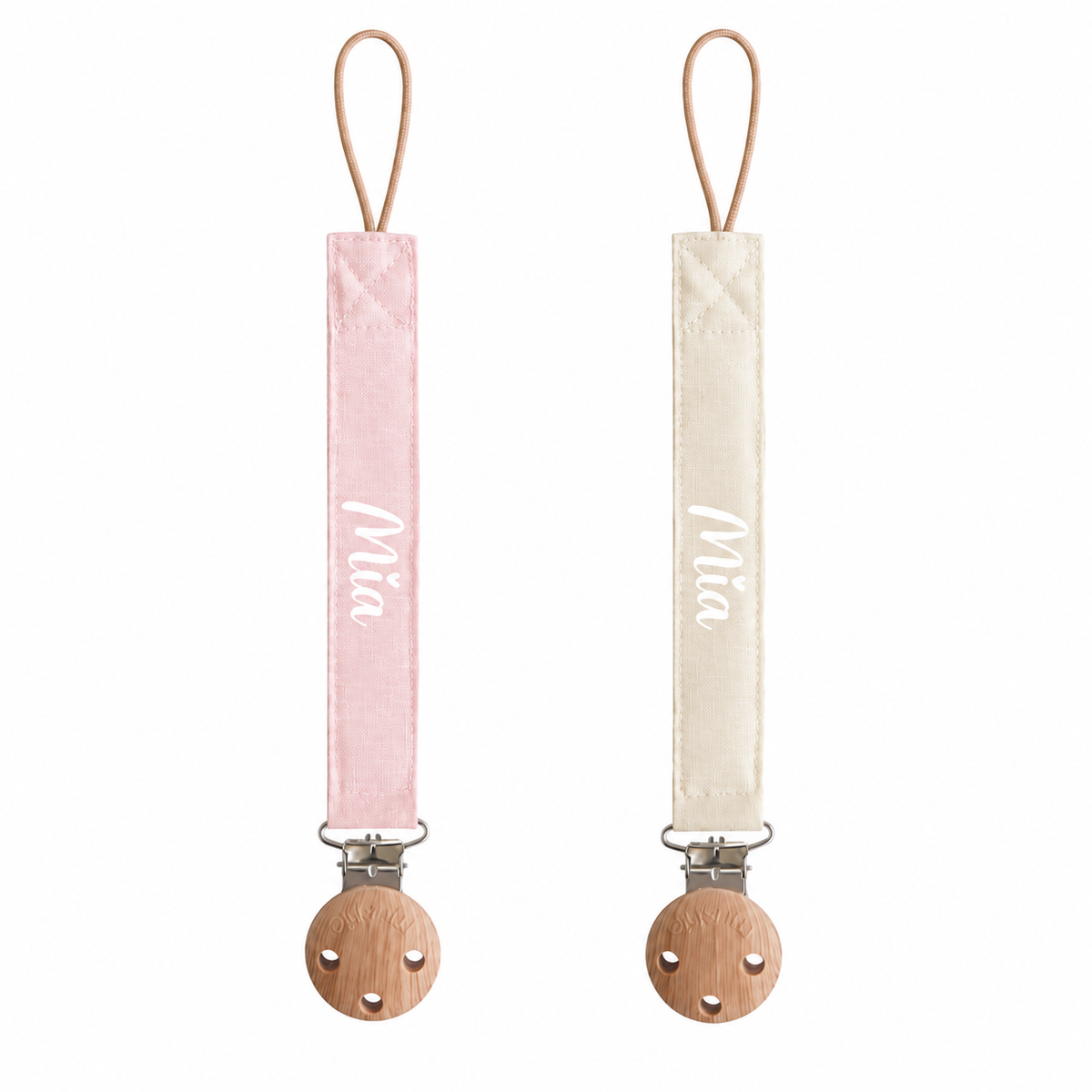 Mushie® Držák na dudlík 2 ks Blush/Cream – slika 2