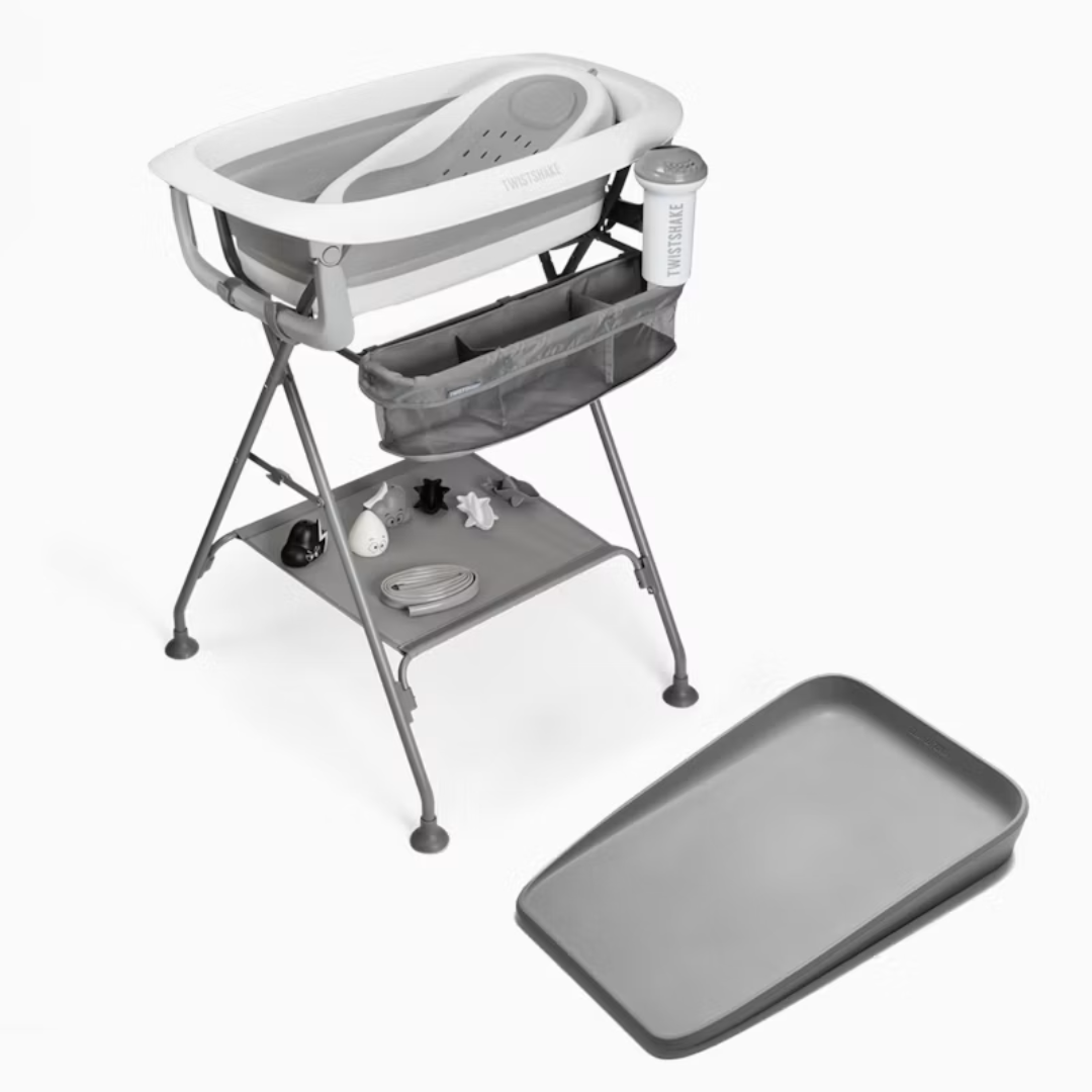 Twistshake® Bathing Set + Easy-Click Bath Stand + Changing Mat Pastel Grey – slika 2