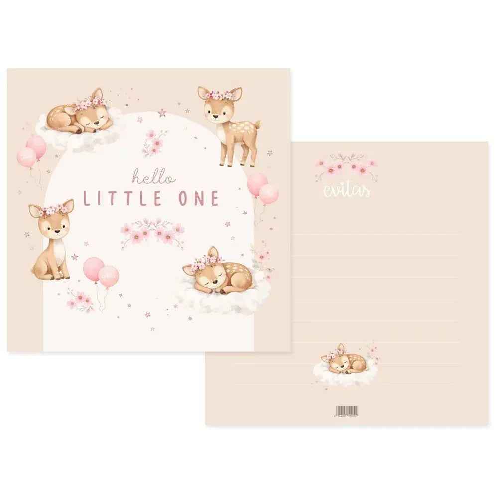 Evitas™ Voščilnica s kuverto ob rojstvu EN Hello Little One Pink Evitas