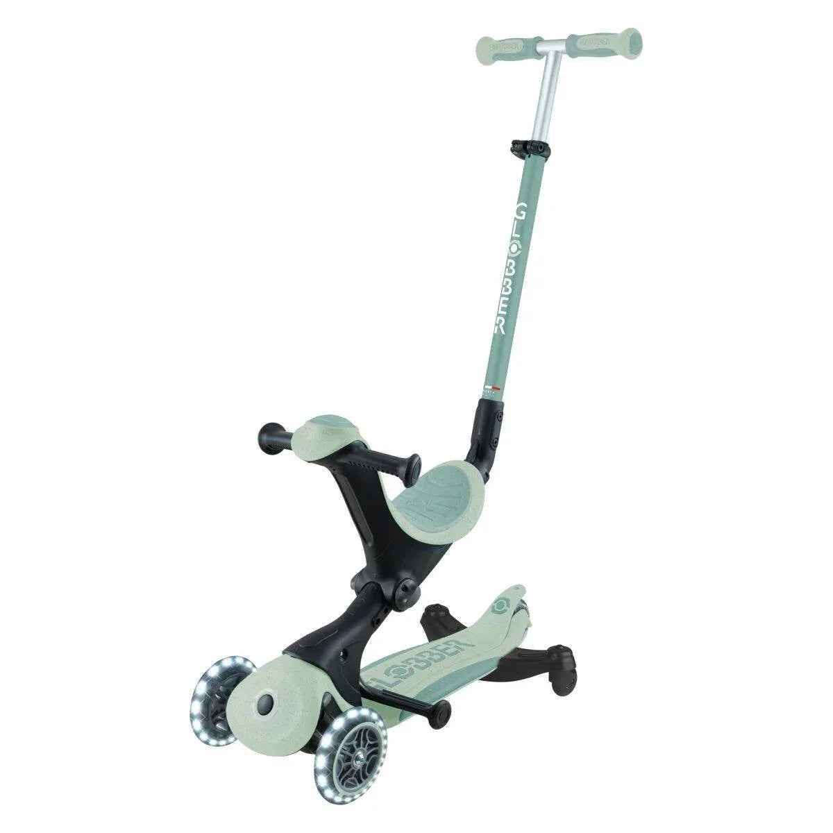 Globber® Zložljivi otroški skiro GO UP deluxe 360° s svetlečimi kolesi Pistacchio Globber