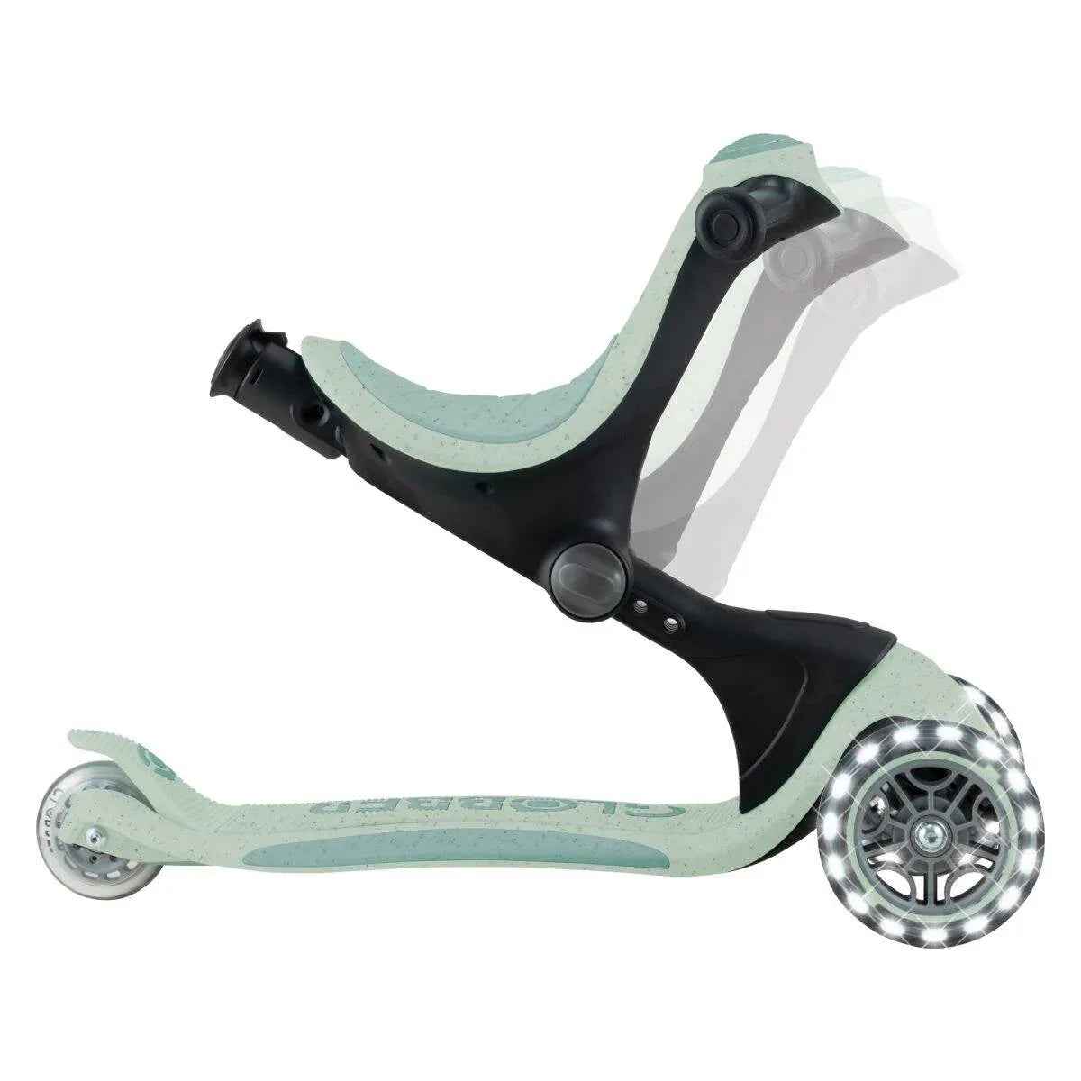 Globber® Zložljivi otroški skiro GO UP deluxe 360° s svetlečimi kolesi Pistacchio Globber